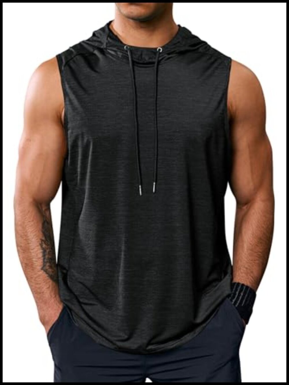Men's Workout Hooded Tank Top Lightweight Cooling Muscle Gym Sleeveless Hoodie